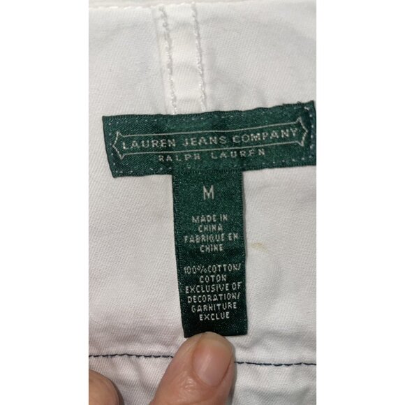 RALPH LAUREN JEANS CO Womens M White Denim Jacket Nautical Zip Button Boating - Picture 4 of 7